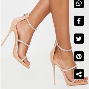 Nude rhinestone heel shoes